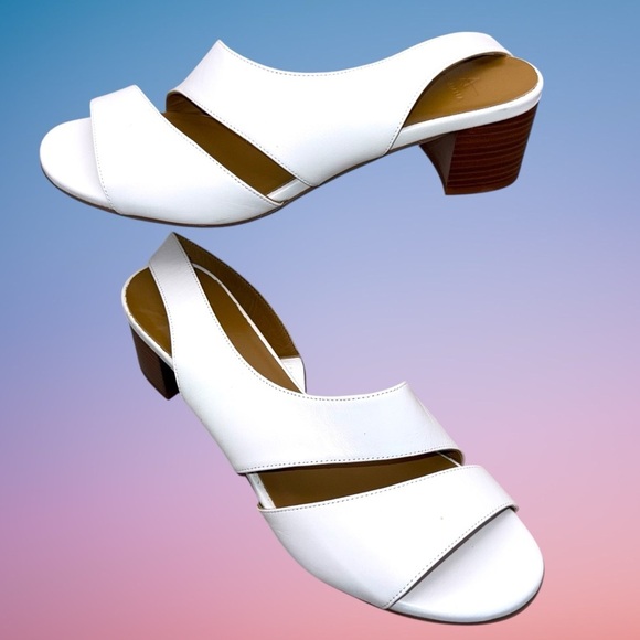 Aquatalia Shoes - AQUATALIA Slingback Stacked Heel Sandals - Women’s 10M White